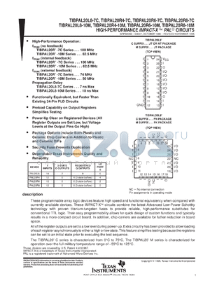 TIBPAL20L8-10MFKB datasheet - HIGH-PERFORMANCE IMPACT-X(TM) PAL(R) CIRCUITS