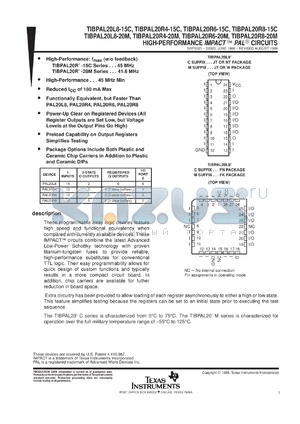 TIBPAL20R6-20MFKB datasheet - HIGH-PERFORMANCE IMPACT(TM) PAL(R) CIRCUITS