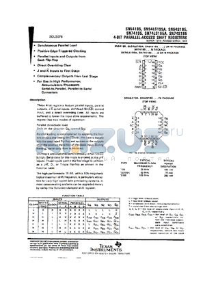 SN74LS195AJ datasheet - SHIFT REGISTERS WITH J-/K SERIAL INPUTS