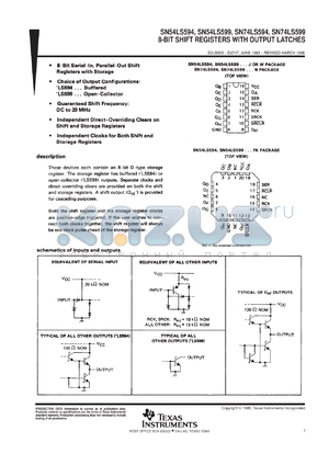 SN74LS594N3 datasheet - SERIAL-IN SHIFT REGISTERS WITH OUTPUT LATCHES