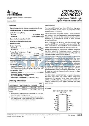 CD74HCT297E datasheet - HIGH SPEED CMOS LOGIC DIGITAL PHASE-LOCKED-LOOP