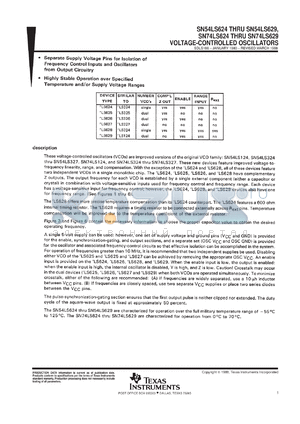 SN74LS629DR datasheet - DUAL VOLTAGE-CONTROLLED OSCILLATORS