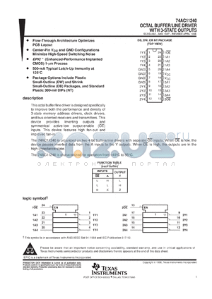 74AC11240DBLE datasheet - OCTAL BUFFERS/DRIVERS