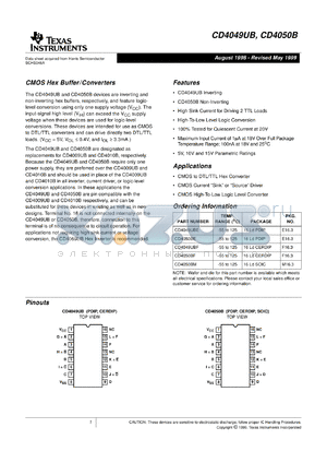 CD4049UBNS datasheet - CMOS HEX INVERTING BUFFER/CONVERTER