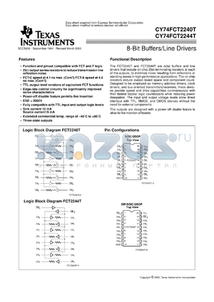 CY74FCT2240ATQC datasheet - OCTAL BUFFERS/LINE DRIVERS WITH 3-STATE OUTPUTS AND SERIES DAMPING RESISTORS