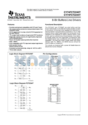 CY74FCT2240CTQC datasheet - OCTAL BUFFERS/LINE DRIVERS WITH 3-STATE OUTPUTS AND SERIES DAMPING RESISTORS