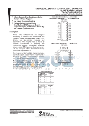 SNJ54ALS241CJ datasheet - OCTAL BUFFERS/DRIVERS WITH 3-STATE OUTPUTS