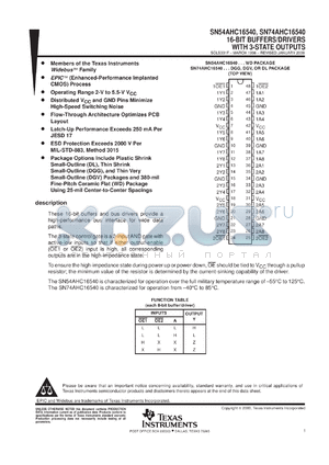 SN74AHC16540DLR datasheet - 16-BIT BUFFERS/DRIVERS WITH 3-STATE OUTPUTS