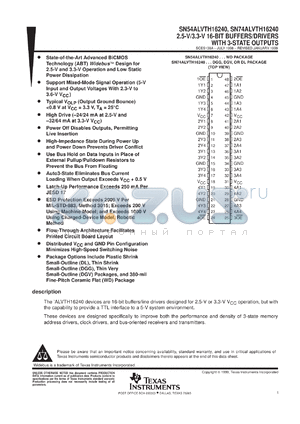 SN74ALVTH16240DLR datasheet - 2.5-V/3.3-V 16-BIT BUFFERS/DRIVERS WITH 3-STATE OUTPUTS
