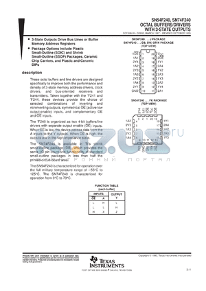 SN74F240DBLE datasheet - OCTAL BUFFERS AND LINE DRIVERS
