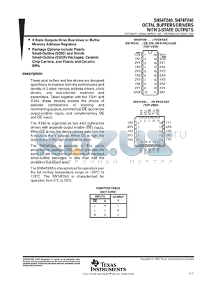 SN74F240DBR datasheet - OCTAL BUFFERS AND LINE DRIVERS