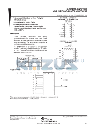 SN74F280BDR datasheet - 9-BIT ODD/EVEN PARITY GENERATORS / CHECKERS