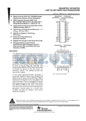 SN74ABT833DWR datasheet - 8-BIT TO 9-BIT PARITY BUS TRANSCEIVERS