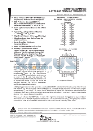 SN74ABT853DBLE datasheet - 8-BIT TO 9-BIT PARITY BUS TRANSCEIVERS