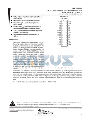 74ACT11652DWR datasheet - OCTAL BUS TRANSCEIVERS AND REGISTERS