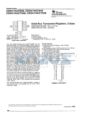 CD74AC646M datasheet - OCTAL NON-INVERTING BUS TRANSCEIVERS/REGISTERS WITH 3-STATE OUTPUTS