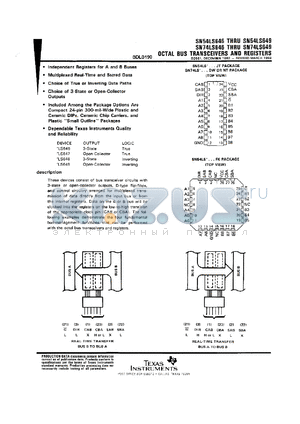 SN74LS646NT3 datasheet - OCTAL BUS TRANSCEIVERS AND REGISTERS