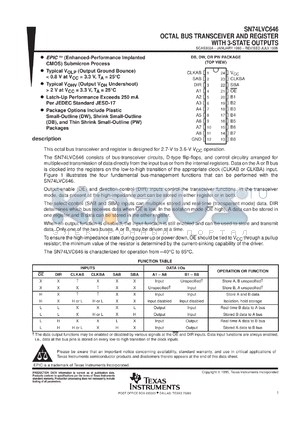 SN74LVC646DWR datasheet - OCTAL BUS TRANSCEIVER AND REGISTER WITH 3-STATE OUTPUTS