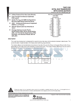 74AC11245PWLE datasheet - OCTAL BUS TRANSCEIVERS