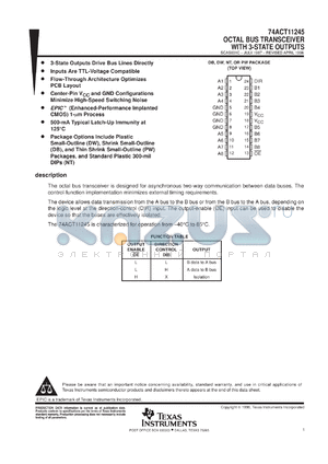 74ACT11245DWR datasheet - OCTAL BUS TRANSCEIVERS WITH 3-STATE OUTPUTS