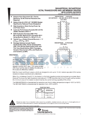 SN74ABTR2245DBLE datasheet - OCTAL TRANSCEIVERS AND LINE/MEMORY DRIVERS WITH 3-STATE OUTPUTS