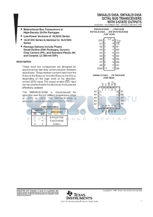 SN74ALS1245ADWR datasheet - OCTAL BUS TRANSCEIVERS WITH 3-STATE OUTPUTS