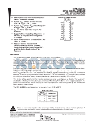 SN74LVCZ245ADGVR datasheet - OCTAL BUS TRANSCEIVER WITH 3-STATE OUTPUTS