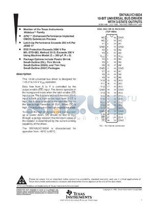SN74ALVC16834DGVR datasheet - 18-BIT UNIVERSAL BUS DRIVER WITH 3-STATE OUTPUTS