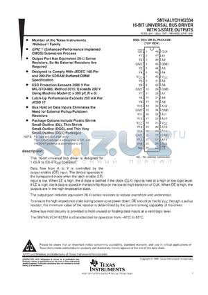 SN74ALVCH162334DGGR datasheet - 16-BIT UNIVERSAL BUS DRIVER WITH 3-STATE OUTPUTS