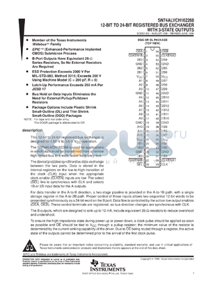 SN74ALVCH162268DGGR datasheet - 12-BIT TO 24-BIT REGISTERED BUS EXCHANGER WITH 3-STATE OUTPUTS