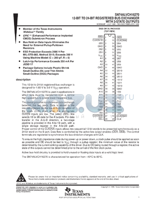 SN74ALVCH16270DGGR datasheet - 12-BIT TO 24-BIT REGISTERED BUS EXCHANGER WITH 3-STATE OUTPUTS