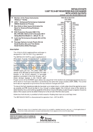 SN74ALVCH16270DLR datasheet - 12-BIT TO 24-BIT REGISTERED BUS EXCHANGER WITH 3-STATE OUTPUTS