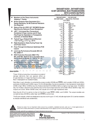 SN74ABT162501DLR datasheet - 18-BIT UNIVERSAL BUS TRANSCEIVERS WITH 3-STATE OUTPUTS
