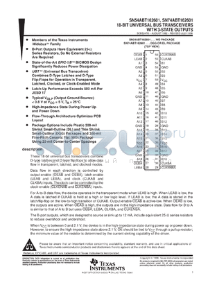 SN74ABT162601DGGR datasheet - 18-BIT UNIVERSAL BUS TRANSCEIVERS WITH 3-STATE OUTPUTS