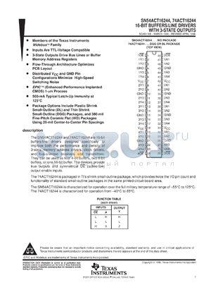 74ACT16244DGGR datasheet - 16-BIT BUFFERS/LINE DRIVERS WITH 3-STATE OUTPUTS
