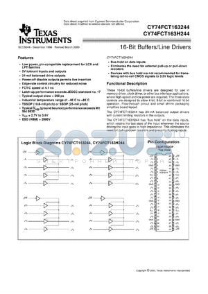 CY74FCT163244CPAC datasheet - 16-BIT BUFFERS/DRIVERS WITH 3-STATE OUTPUTS