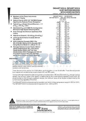 SN74ABT16241ADGGR datasheet - 16-BIT BUFFERS/DRIVERS WITH 3-STATE OUTPUTS