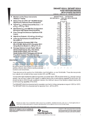 SN74ABT16241ADGVR datasheet - 16-BIT BUFFERS/DRIVERS WITH 3-STATE OUTPUTS