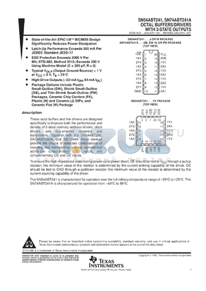 SN74ABT241ADBLE datasheet - OCTAL BUFFERS/DRIVERS WITH 3-STATE OUTPUTS