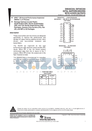 SN74AC244PWLE datasheet - OCTAL BUFFERS/DRIVERS WITH 3-STATE OUTPUTS