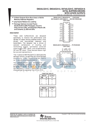 SN74ALS241C-1DWR datasheet - OCTAL BUFFERS/DRIVERS WITH 3-STATE OUTPUTS