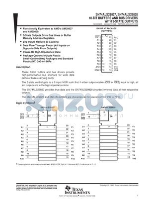 SN74ALS29827DWR datasheet - 10-BIT BUFFERS/DRIVERS WITH 3-STATE OUTPUTS