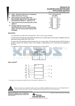 SN74ALVC126DGVR datasheet - QUADRUPLE BUS BUFFER GATE WITH 3-STATE OUTPUTS