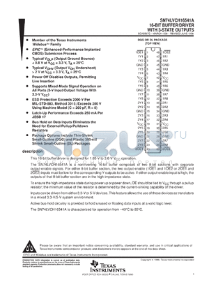 SN74LVCH16541ADLR datasheet - 16-BIT BUFFER/DRIVER WITH 3-STATE OUTPUTS