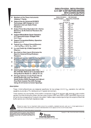 SN74LVTH162541DGGR datasheet - 3.3-V ABT 16-BIT BUFFERS/DRIVERS WITH 3-STATE OUTPUTS