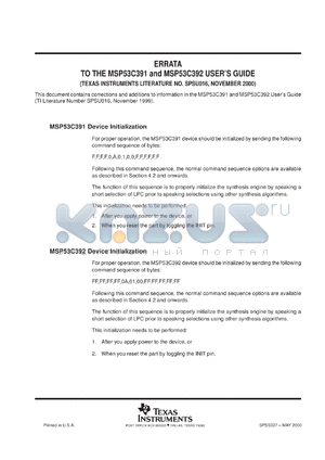 MSP53C391NI2D datasheet - LONG DURATION PROCESSOR