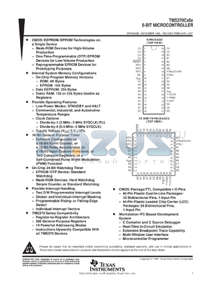 TMS370C686AFNT datasheet - 8-BIT MICROCONTROLLER