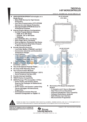 TMS370C150AFNT datasheet - 8-BIT MICROCONTROLER