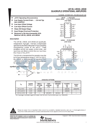 LM348NS datasheet - QUAD GENERAL-PURPOSE OPERATIONAL AMPLIFIER