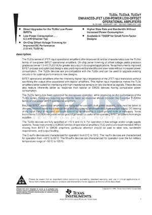 TL031CPS datasheet - ENHANCED JFET LOW-POWER PRECISION OPERATIONAL AMPLIFIER